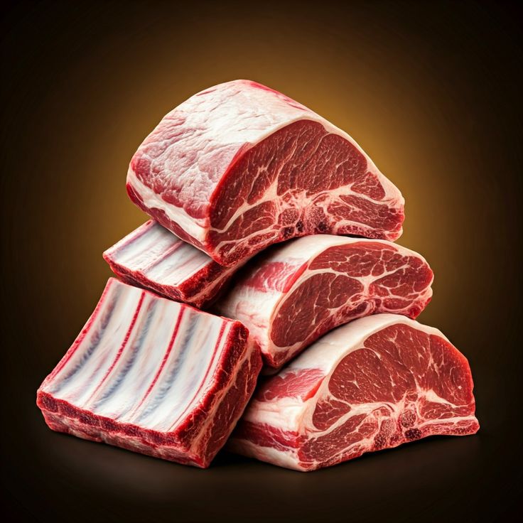 Stack of bone-in beef short ribs