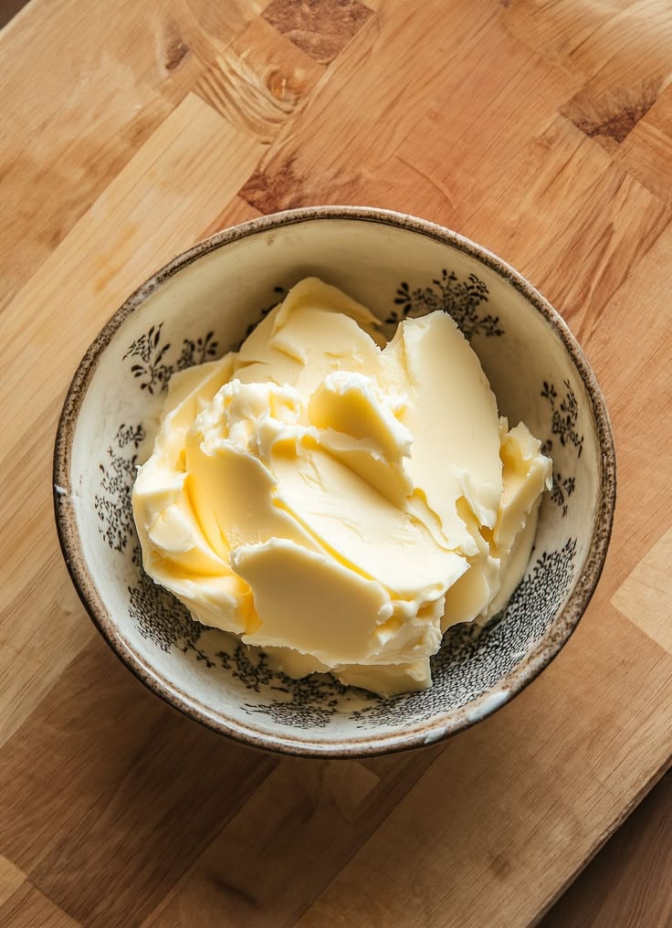 Cultured butter in a stoneware bowl